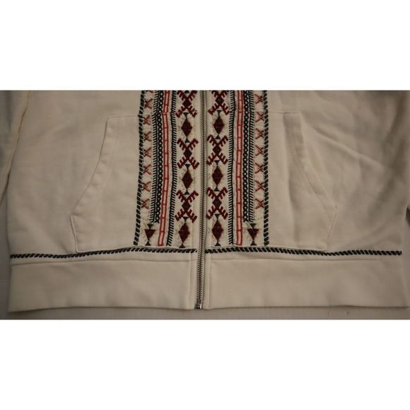 Driftwood Women Sz L White Brielle Embroidered Full Zip Classic Fit Teddy Hoodie - Picture 8 of 9